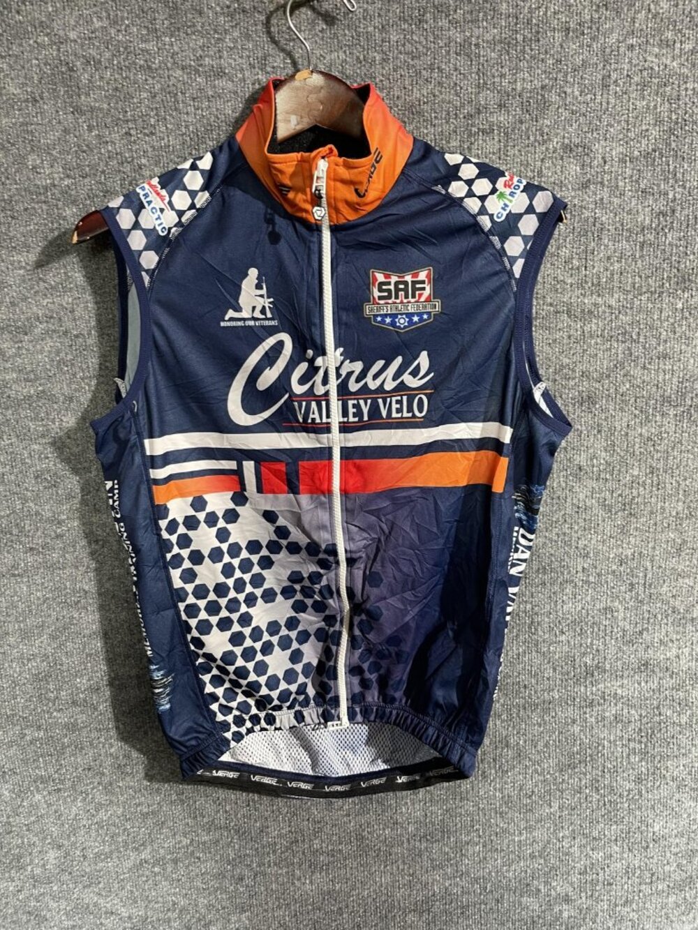 Verge Sport Cycling Vest Mens Medium Blue Citrus Valley Velo Full Zip Bike Mesh